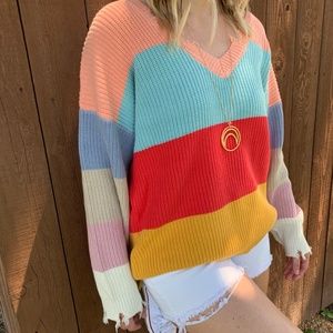 By Together- MULTICOLORED STRIPED SWEATER